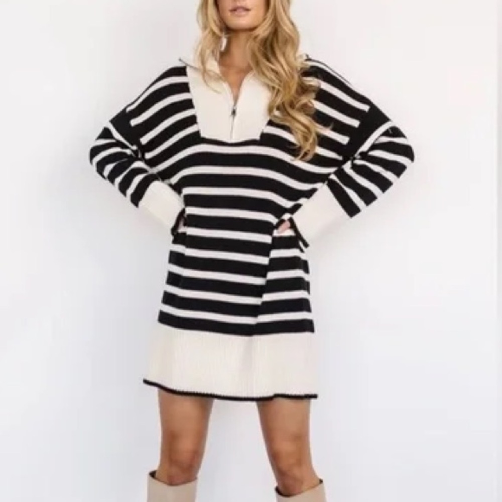 Altar’d State Striped Black and White Sweater Dress Size Medium